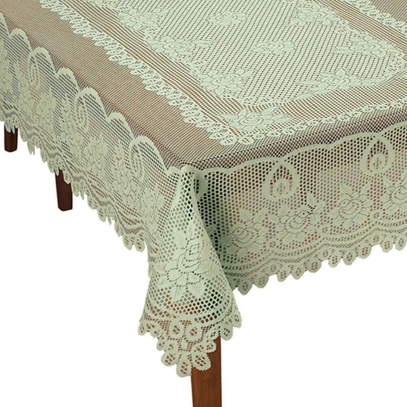 WUBODTI Christmas Green Lace Rectangle Tablecloths for Holiday Festival Party Banquet Vintage Lace Sheer Flower Table Cover for Dinning Room Kitchen Tables, 60â€™â€™ x 90â€™â€™ - Image 2